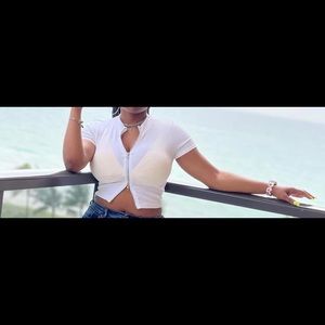 Never Two Faced Short Sleeve Top White